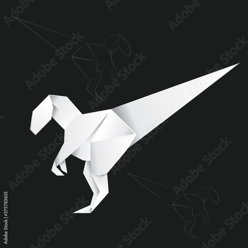 White origami velociraptor