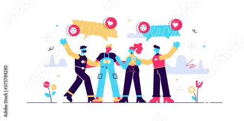 Friendship vector illustration. Flat tiny