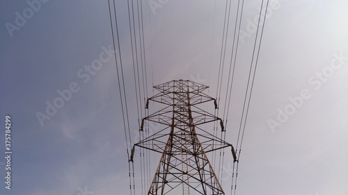 very big and high lonely electricity tower