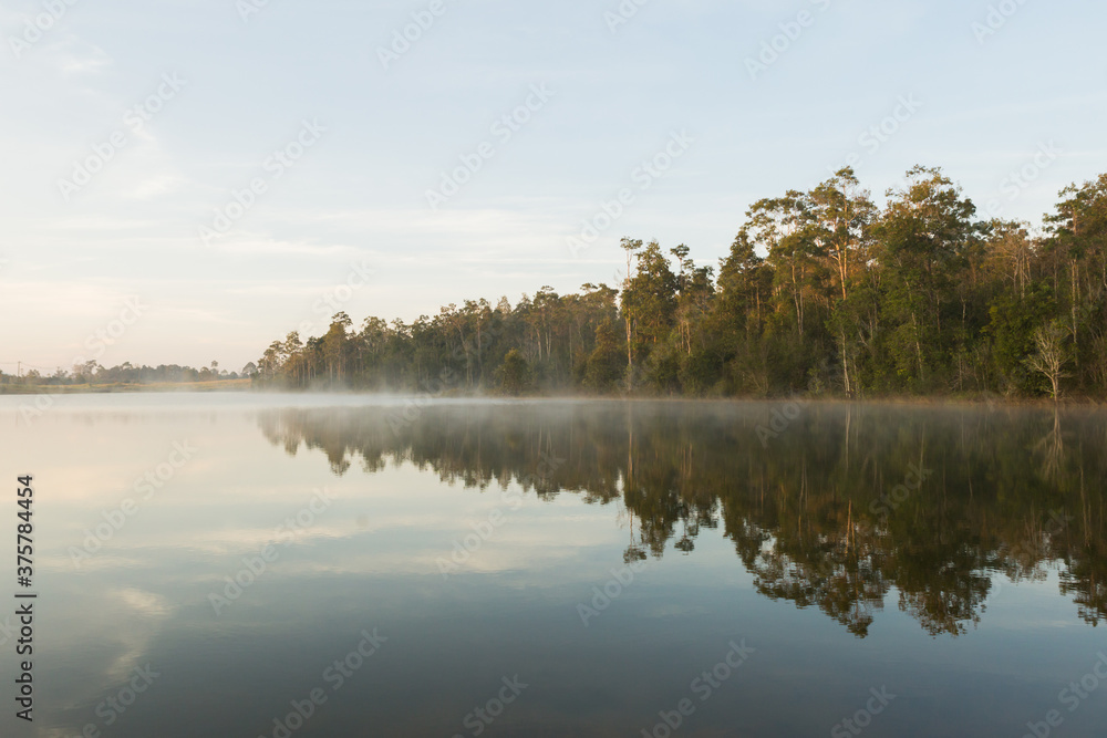 Beautiful nature and fog on the reservoir in Khao Yai National Park Thailand Beautiful nature and fog on the reservoir in Khao Yai National Park Thailand