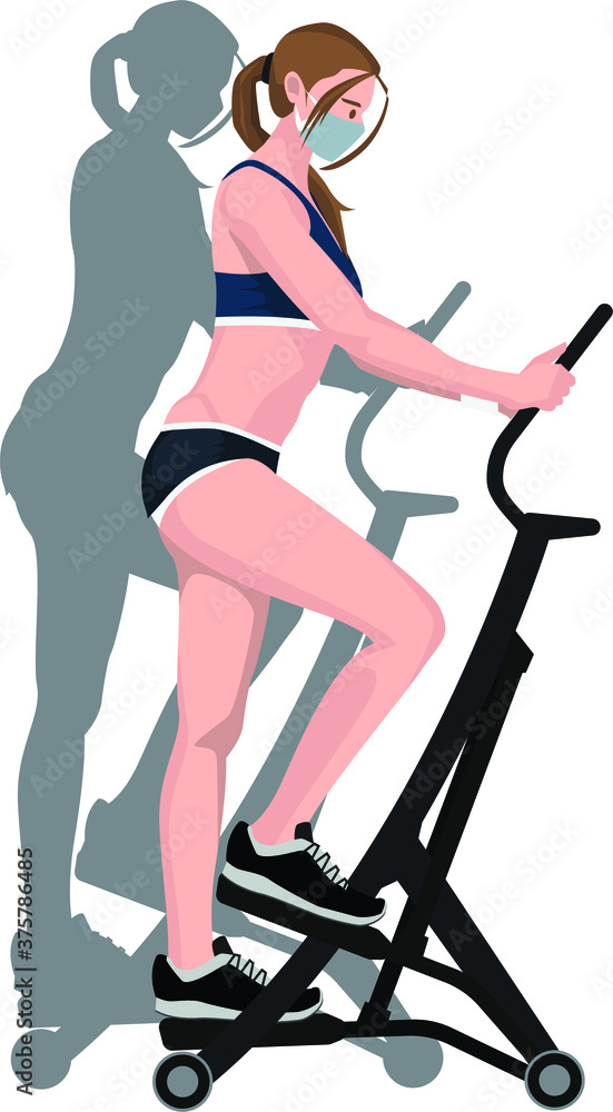 A woman using climb equipment for building her legs muscles A woman using climb equipment for building her legs muscles