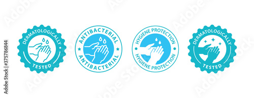 Hand gel sanitizer logo. Vector illustration.