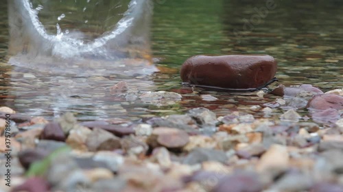 The water stream is clear until you can see the pebbles.