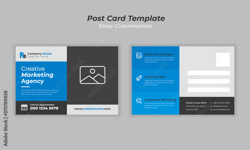 Postcard template, Corporate business postcard, Real estate postcard template Postcard template, Corporate business postcard, Real estate postcard template