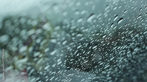 Rain spray on a piece of clear glass.