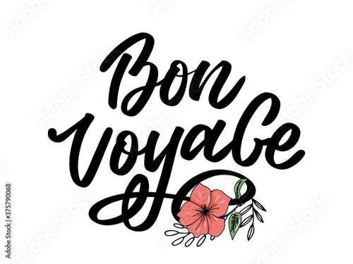 Bon Voyage Hand Lettering Vector Calligraphy Travel
