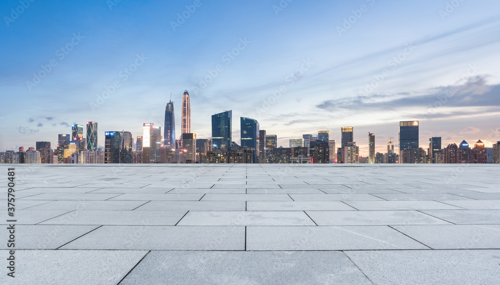Shenzhen Futian CBD urban buildings and empty brick floors Shenzhen Futian CBD urban buildings and empty brick floors