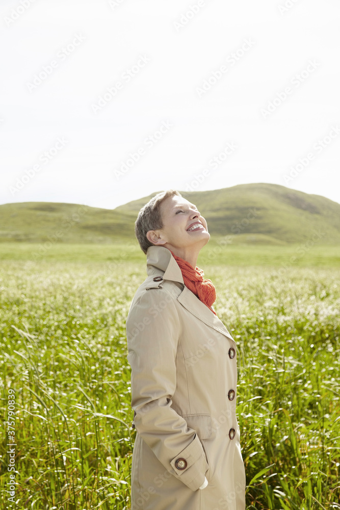 Mature woman relaxing in nature. Mature woman relaxing in nature.