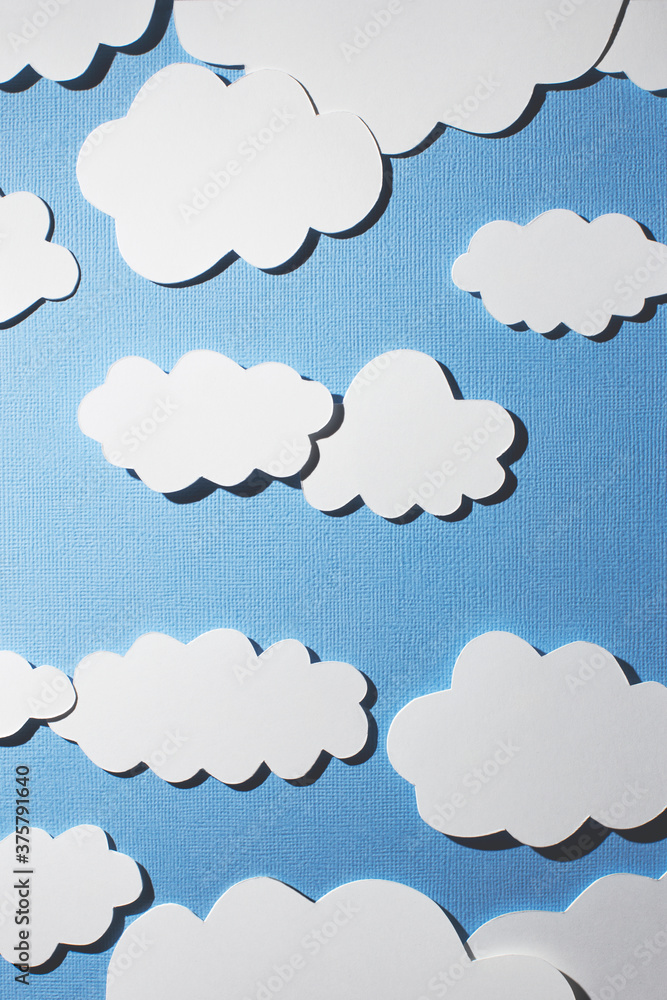 white paper clouds in blue paper sky... white paper clouds in blue paper sky...