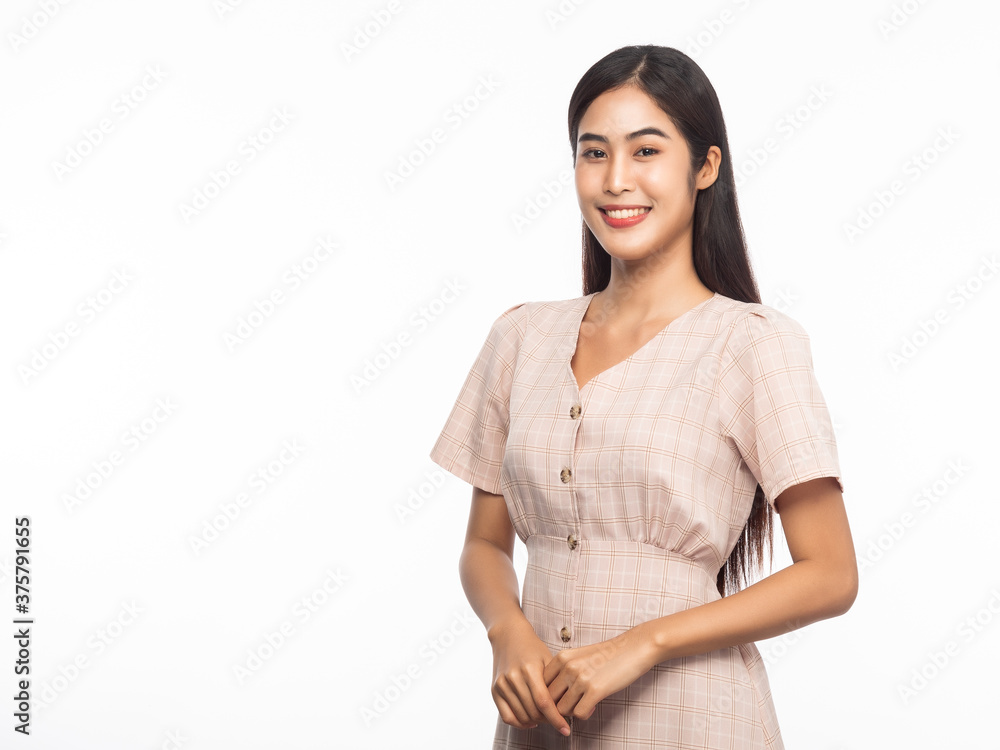 Portrait of smiling young asian business woman isolated on white background. Portrait of smiling young asian business woman isolated on white background.