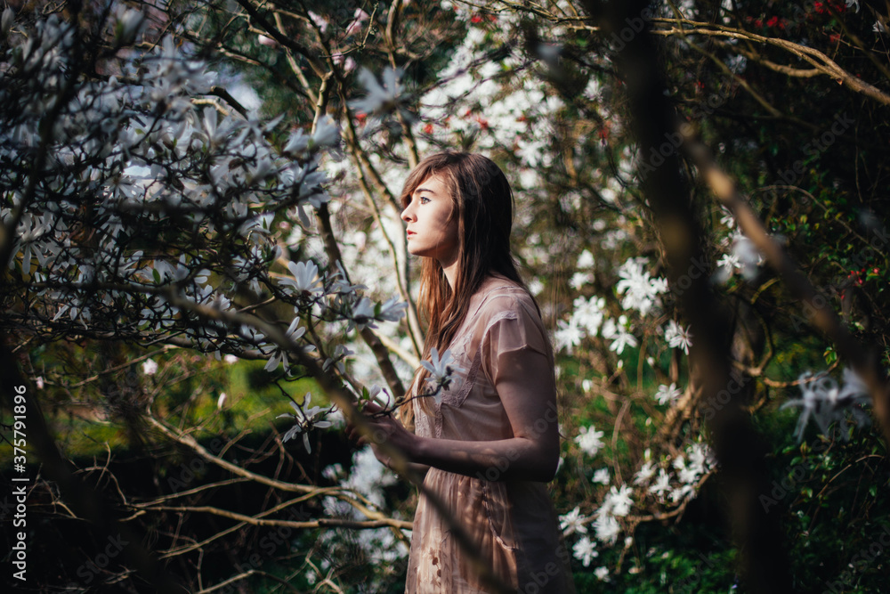 Girl exploring spring Girl exploring spring