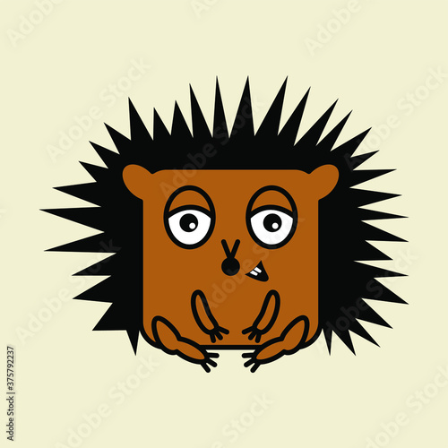 Square Hedgehog Funny Cartoon Flat