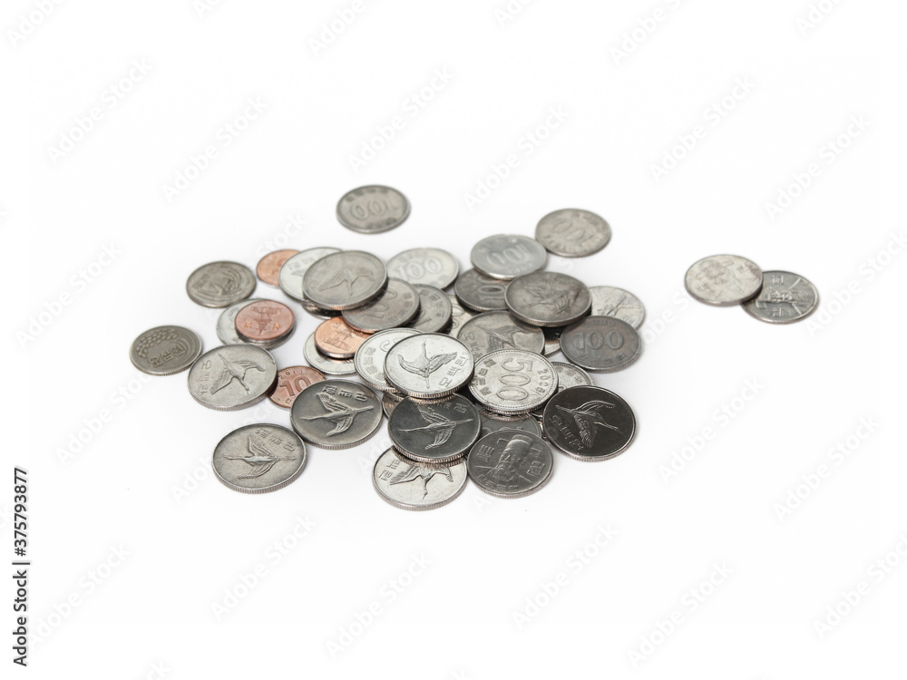 won Korean coins isolated on white background won Korean coins isolated on white background