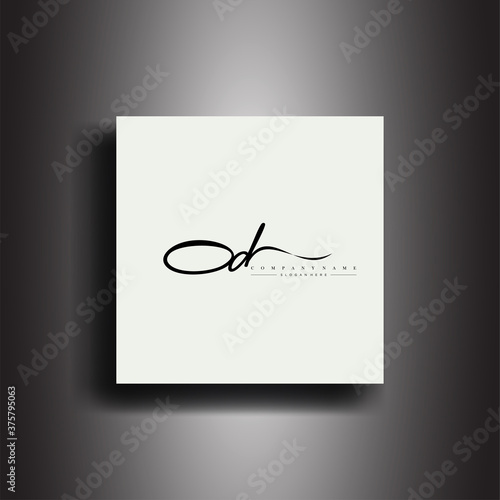 OD Signature style monogram.Calligraphic lettering icon and handwriting vector art.