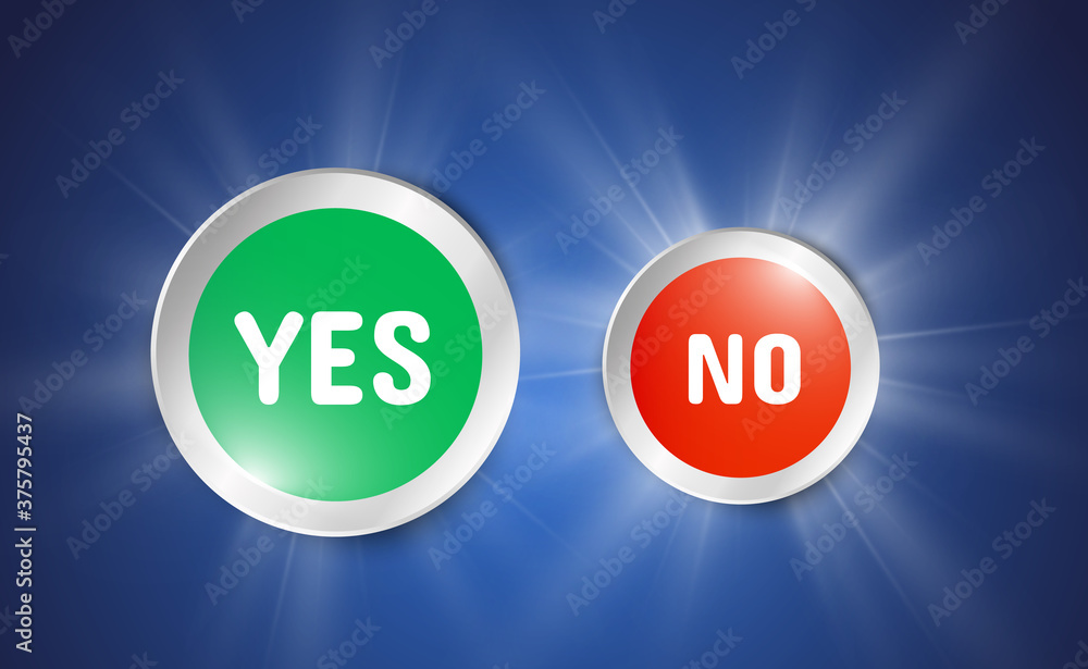 Vector illustration of yes or no buttons. Selection icons on transparent background. Vector illustration of yes or no buttons. Selection icons on transparent background.