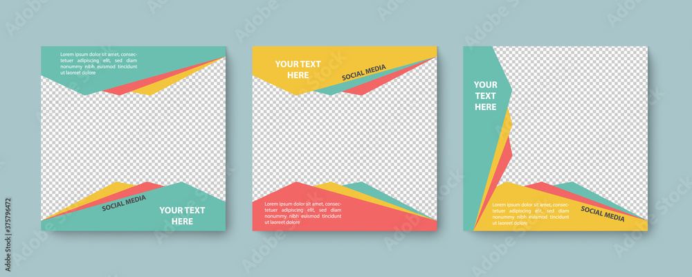 Social media editable post banner with colorful patterns. Web banners for social media. Clear and simple design, vector illustration. Social media editable post banner with colorful patterns. Web banners for social media. Clear and simple design, vector illustration.