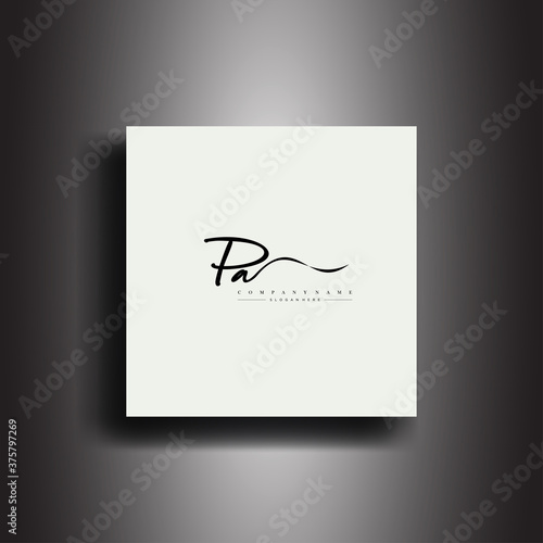 PA Signature style monogram.Calligraphic lettering icon and handwriting vector art.