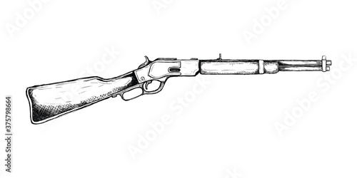 riffle long for wild west icon sketch hand drawn illustration isolated with white background