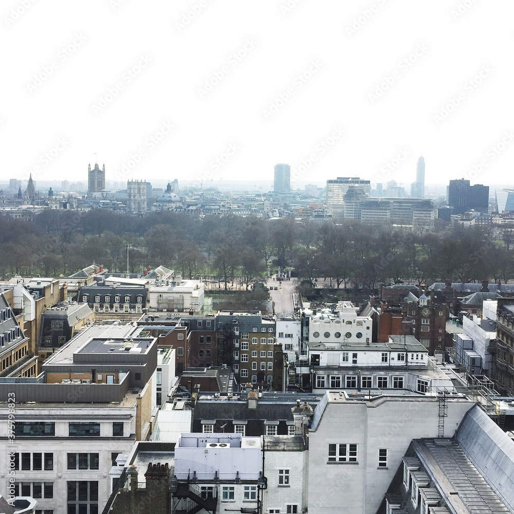 View across the tops of buildings in London View across the tops of buildings in London