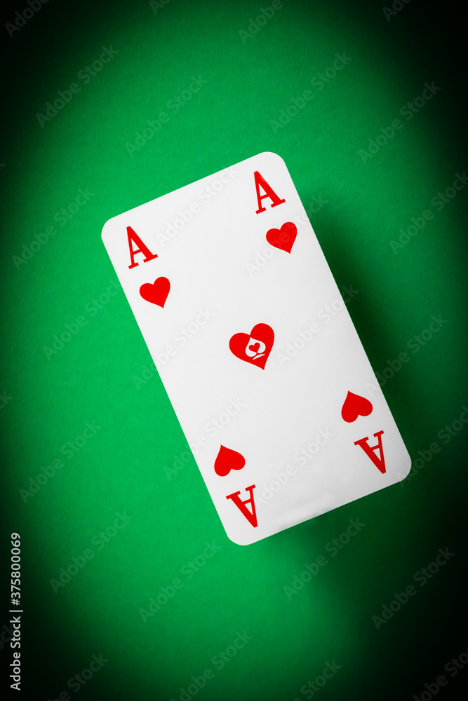 ace of hearts on green