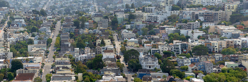 Aerial view of Haight-Ashbury district in San Francisco. Known as the birthplace of the hippie counter culture in the 1960's.