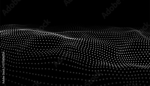 Abstract Molecural background. Particles wave. Science background. Space abstract. Futuristic point wave. 3D abstract digital wave particles. Landscape background vector. Vector illustration.