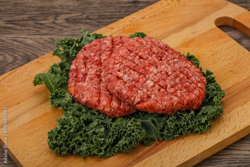 Raw beef burger cutlet for cooking Raw beef burger cutlet for cooking