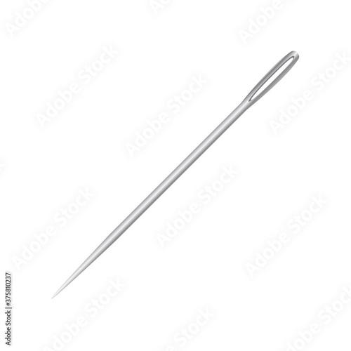 Steel sewing needle, 3d vector illustration