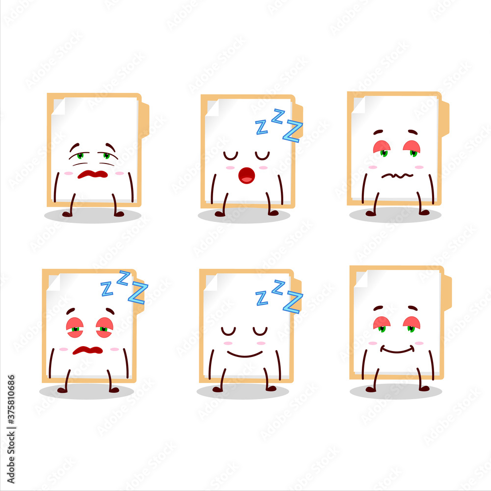 Cartoon character of brown manila folder with sleepy expression Cartoon character of brown manila folder with sleepy expression