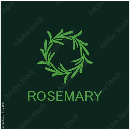 rosemary leaf vector logo illustration template