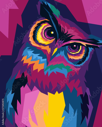 colorful owl with style pop art