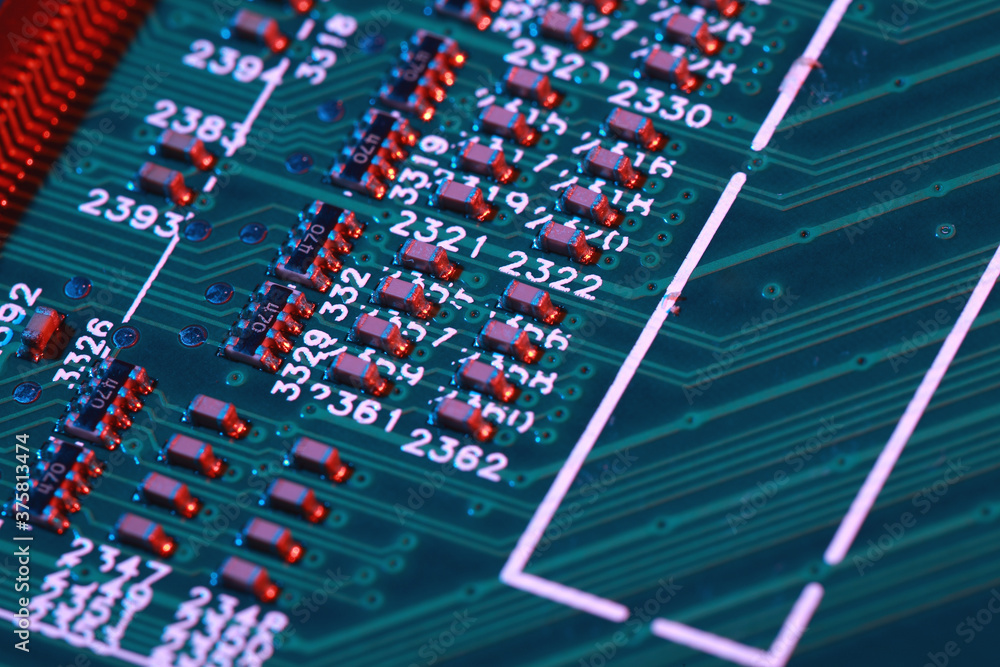Close-up of electronic circuit board with processor of computer motherboard Close-up of electronic circuit board with processor of computer motherboard