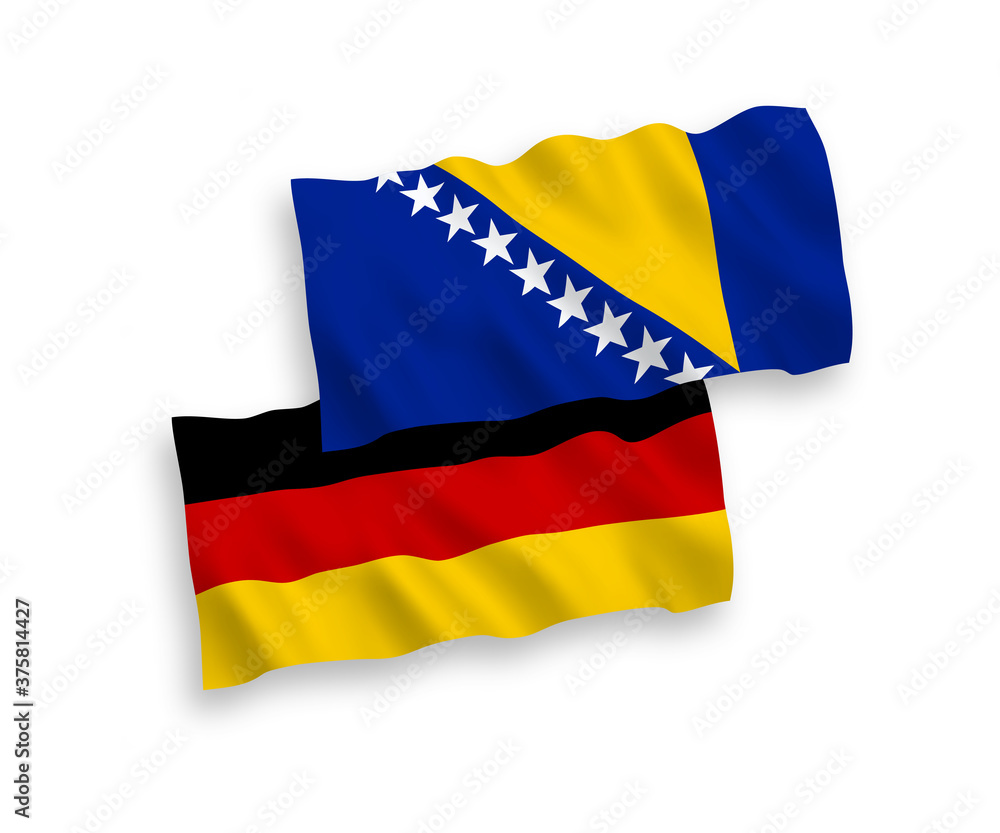 Flags of Bosnia and Herzegovina and Germany on a white background Flags of Bosnia and Herzegovina and Germany on a white background