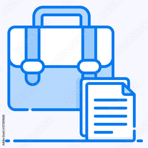  Portfolio with folded paper showcasing documents bag icon 