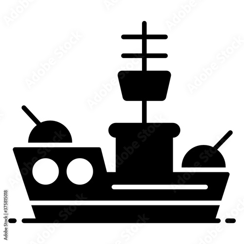 
A watercraft icon in design, military ship vector 
