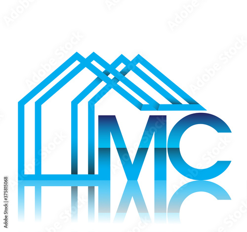 initial logo MC with house icon, business logo and property developer.