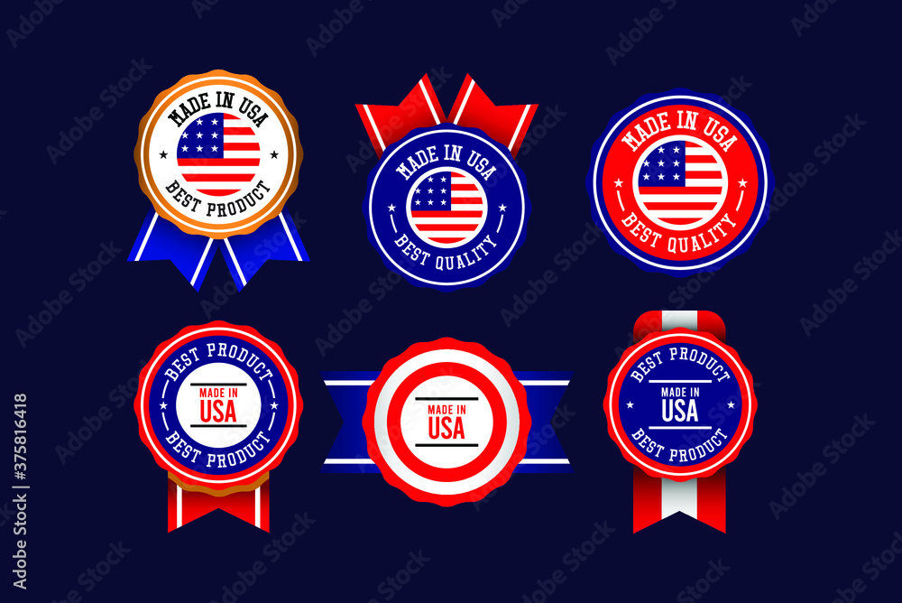 Made in united states label set vector template.