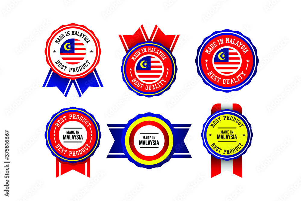 Made in malaysia label set vector template.