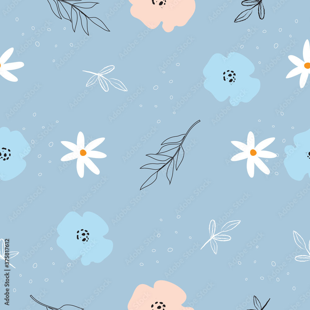Seamless cute elegant flowers  pattern on pink background minimal background for fashion fabric wallpaper wrapping  and print design
