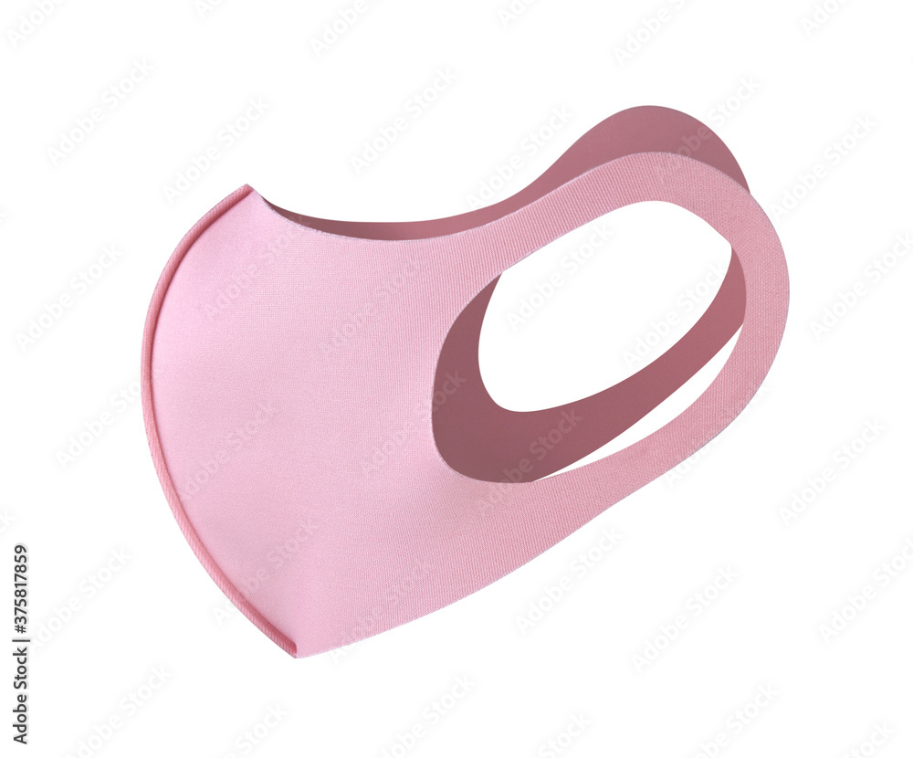 Blank pink cotton reusable cloth mask isolated on white background Blank pink cotton reusable cloth mask isolated on white background