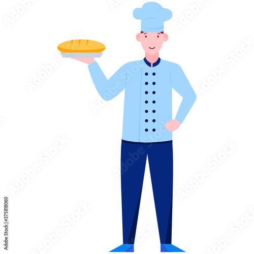 
A trained professional cook, flat design of chef illustration
