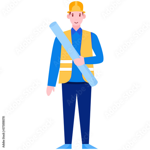 
An architect illustration, a professional avatar who design buildings 
