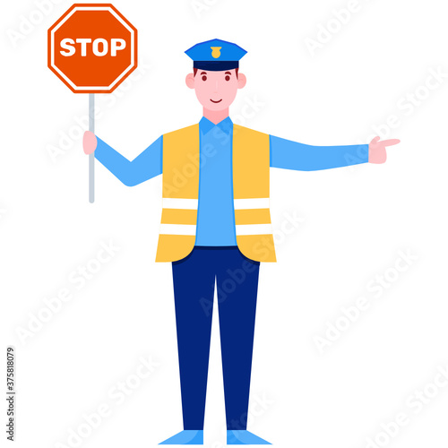  A traffic police officer illustration in flat style   © SmashingStocks
