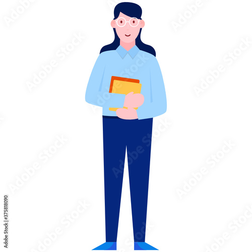 
An intellectual female avatar, professor in flat vector 
