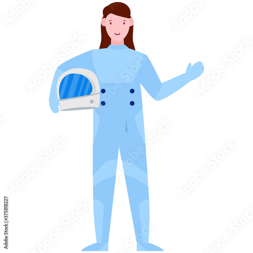 
Editable style illustration of female astronaut
