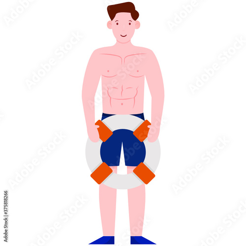 
Flat style of lifeguard belt, life ring help
