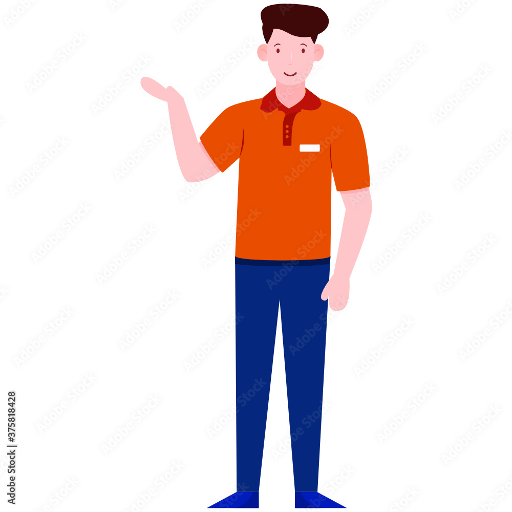 
Salesman flat character, a person who selling products 
