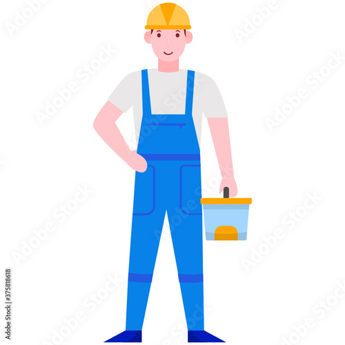 
A handyman vector in flat design, technician character 
