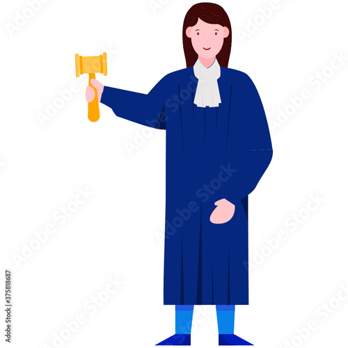 
A public law officer, females judge in flat character 
