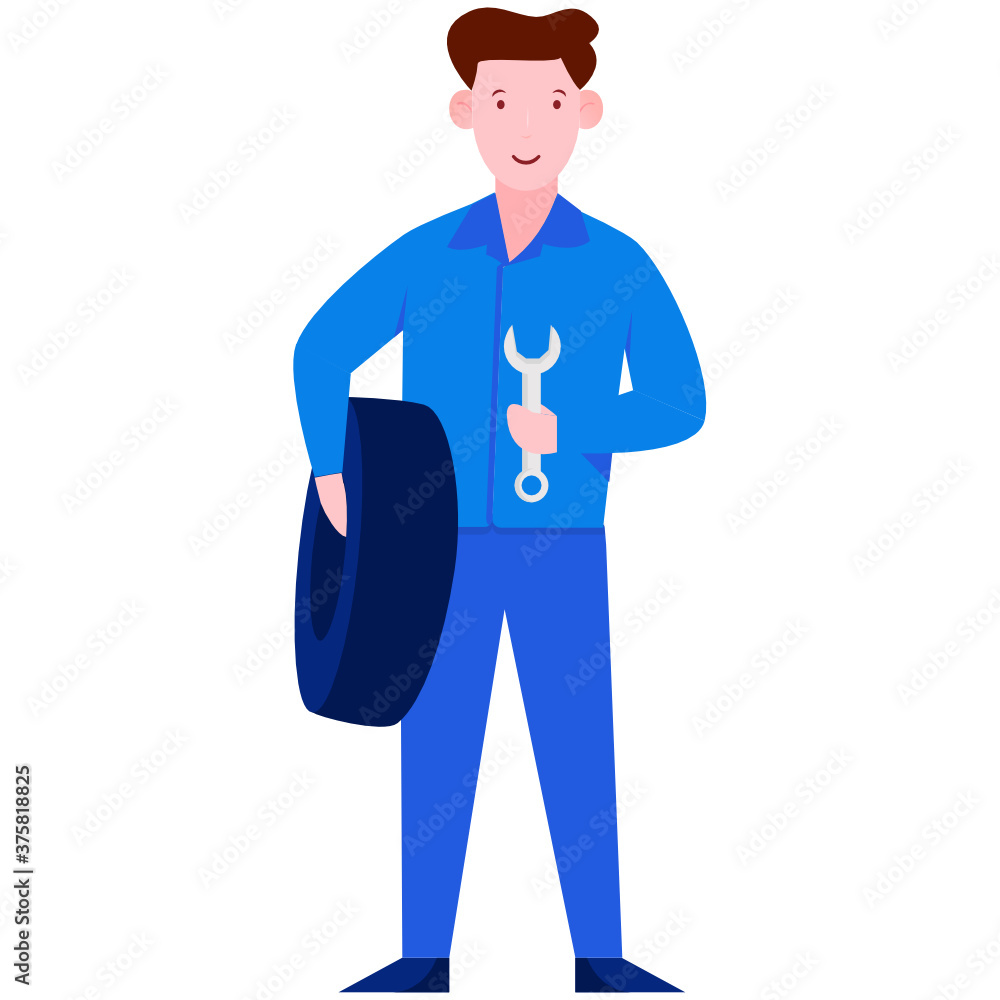A handyman vector in flat design, mechanic character
A handyman vector in flat design, mechanic character